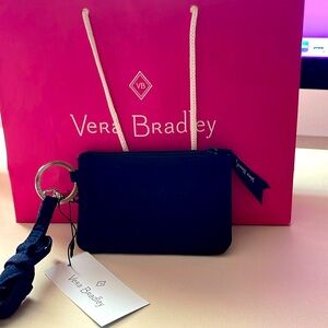 BNIB navy blue Vera Bradley microfiber zip ID & lanyard